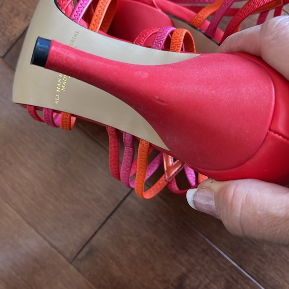 New Apostrophe heels 7.5m red purple orange elastic straps - Picture 7 of 8